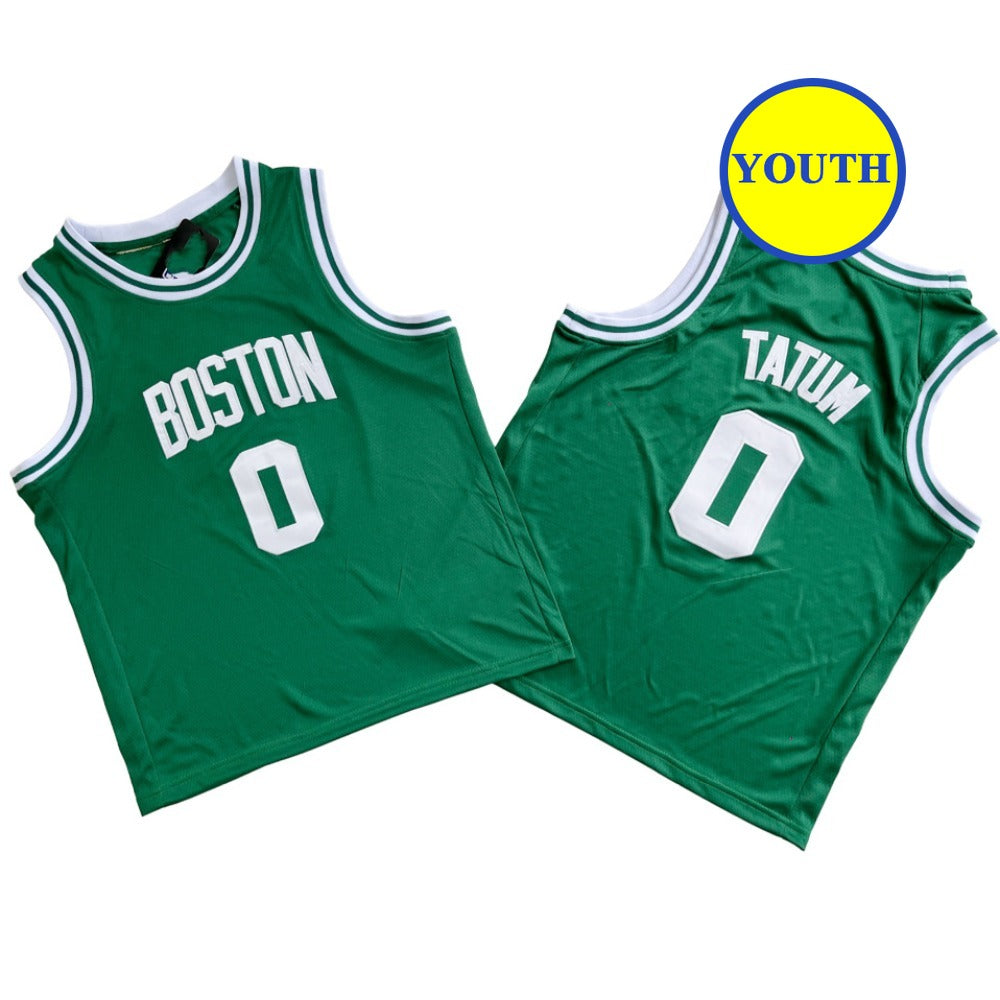 Kids Youth Basketball Jersey Boston 0 Tatum Green