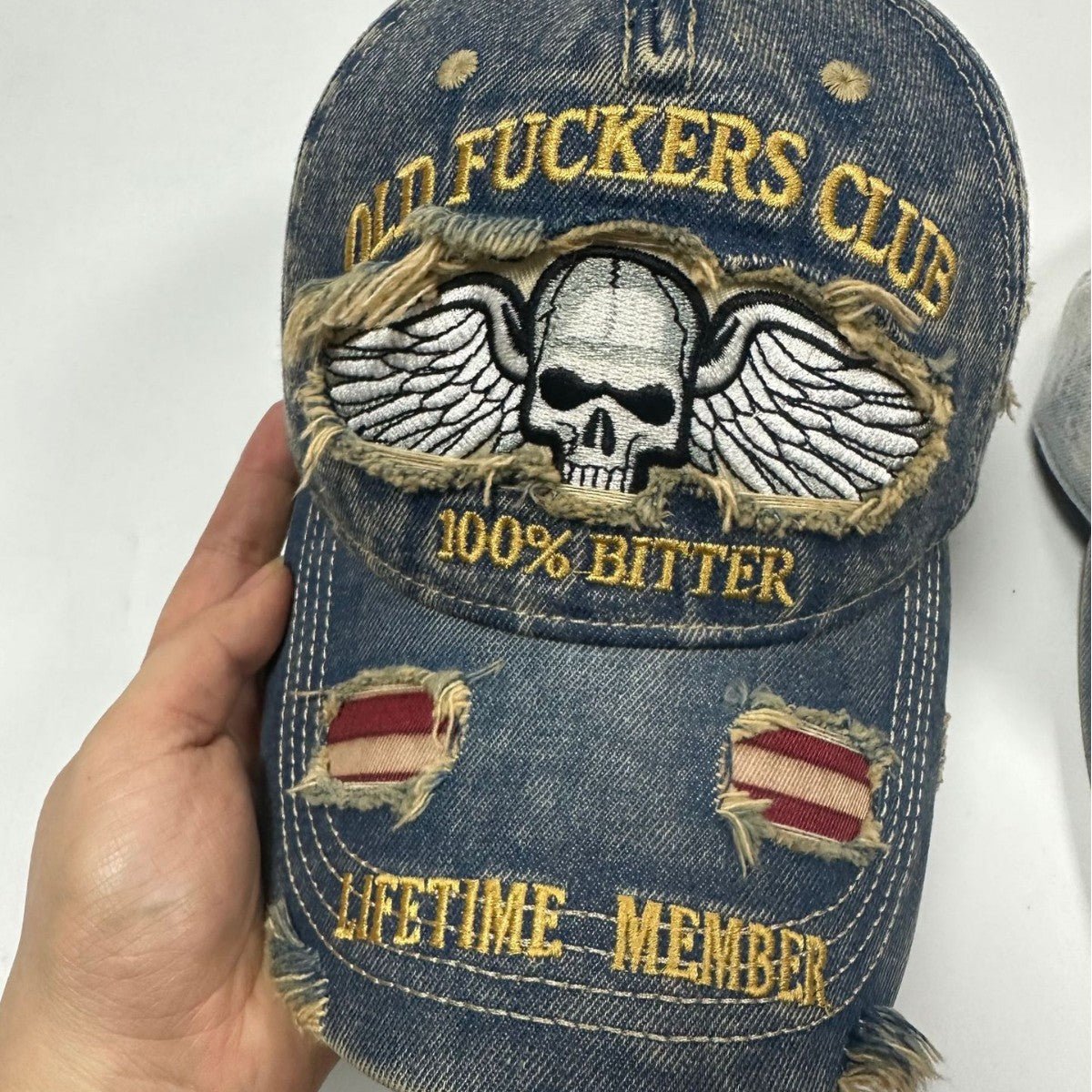 Vintage Embroidered Cotton Baseball Cap Distressed Washed Patch Hat