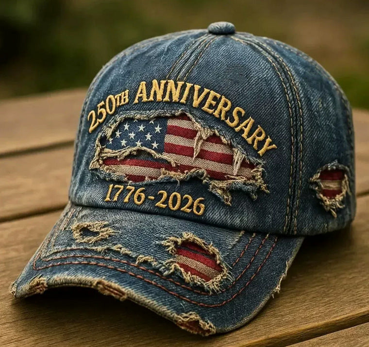 Vintage Embroidered Cotton Baseball Cap Distressed Washed Patch Hat