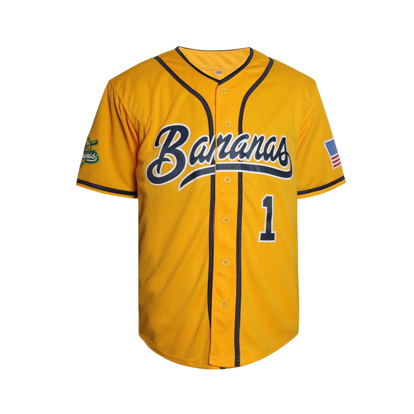 Savannah Bananas #1 Baseball Jersey Yellow Button Up Jersey