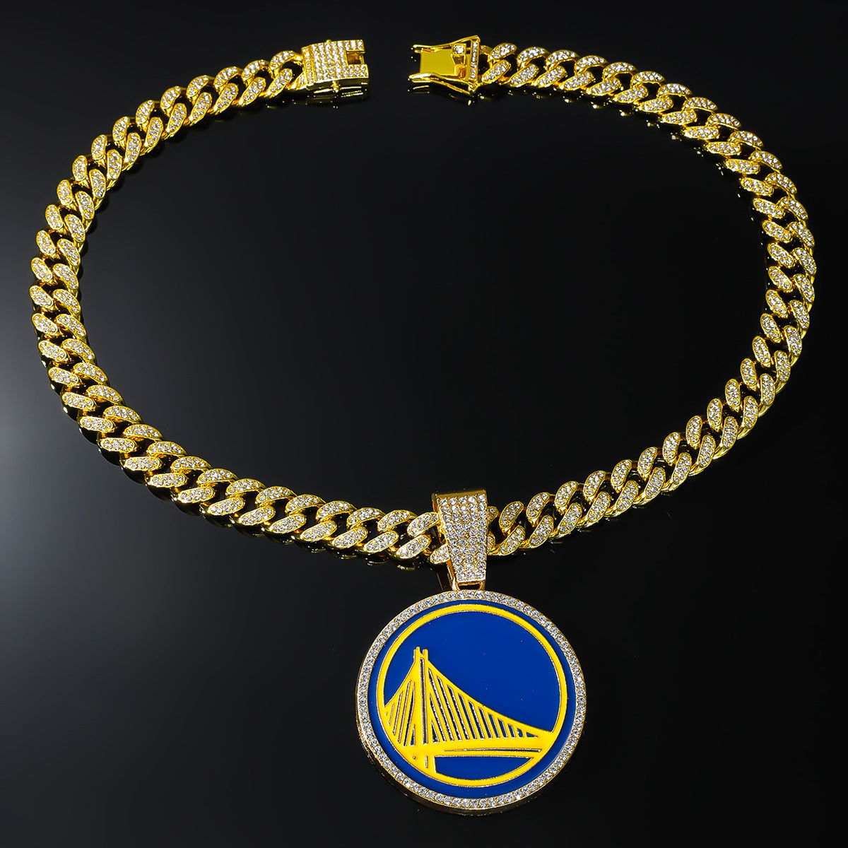 Warriors Basketball Pendant Necklace | Iced Out Cuban Chain
