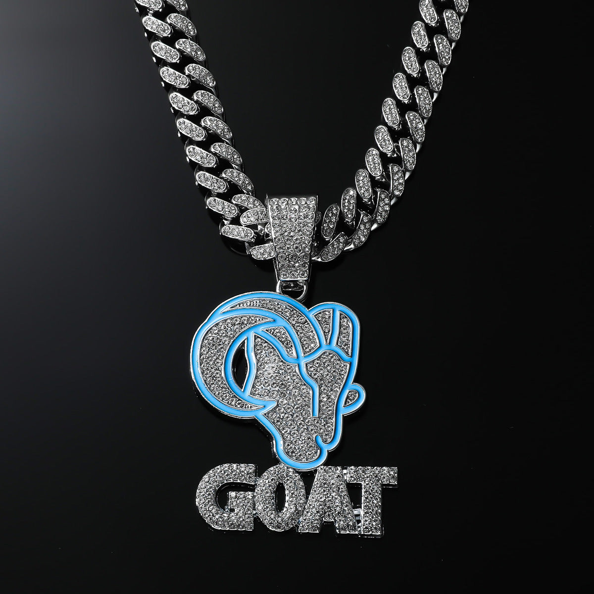 GOAT Pendant Iced Out Hip Hop Necklace Gold Silver