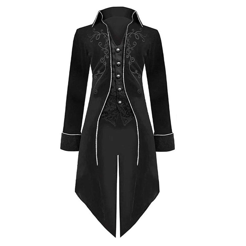 Men Vintage Steampunk Costume Tailcoat Jacket Gothic Victorian Retro Tuxedo Suit