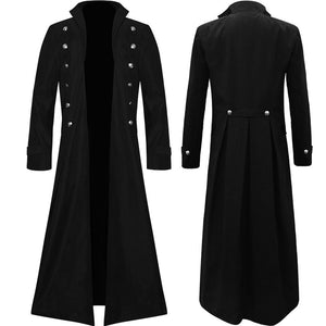 Men's Steampunk Vintage Jacket, Gothic Victorian Frog Coat, Uniform Halloween Costume