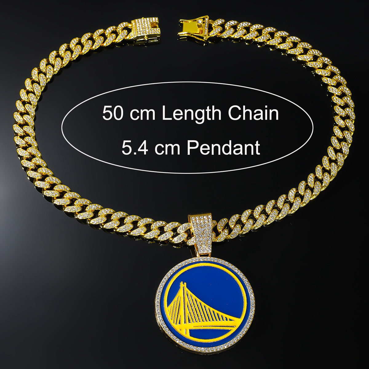 Warriors Basketball Pendant Necklace | Iced Out Cuban Chain