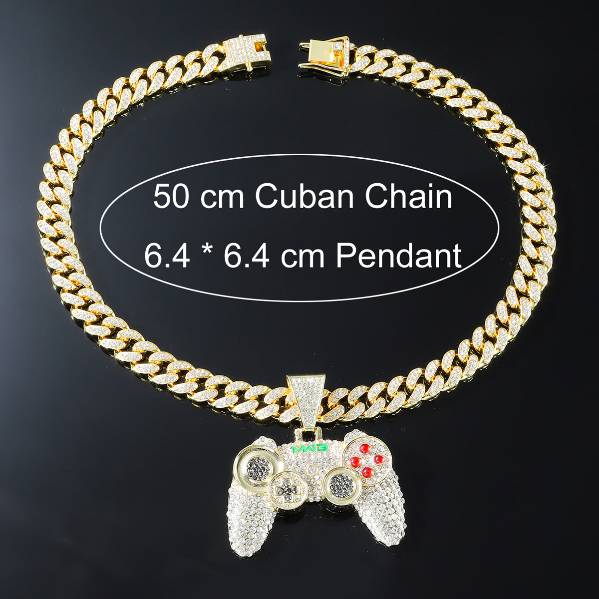 Hip-hop Alloy Full Diamond Game Machine Pendant Cuban Chain Necklace, Nightclub Personality Dance Decorative