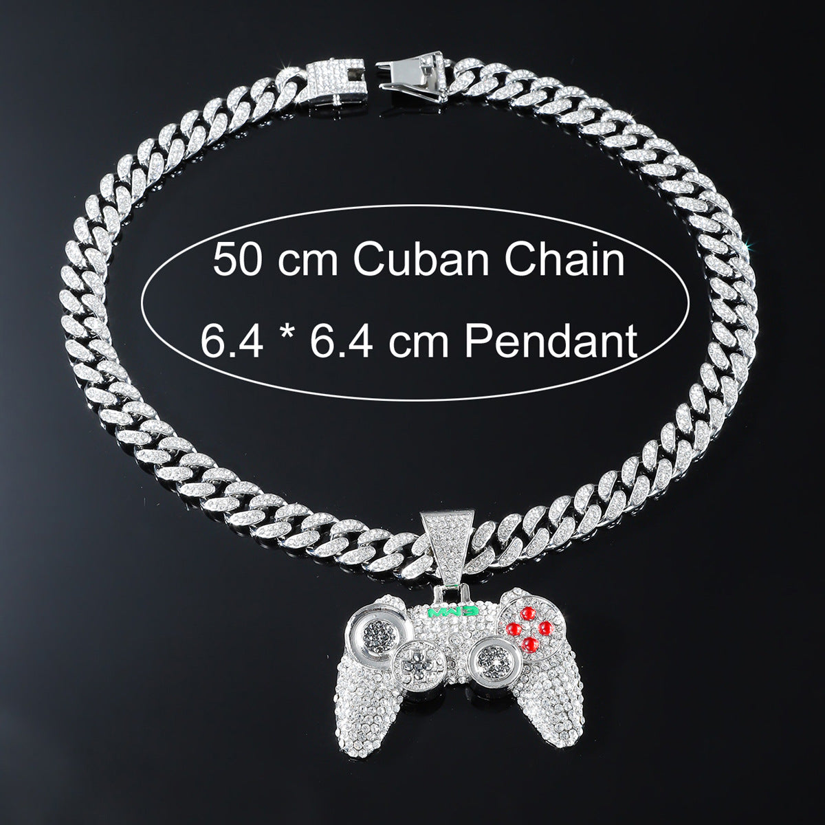 Hip-hop Alloy Full Diamond Game Machine Pendant Cuban Chain Necklace, Nightclub Personality Dance Decorative