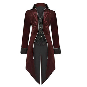 Men Vintage Steampunk Costume Tailcoat Jacket Gothic Victorian Retro Tuxedo Suit