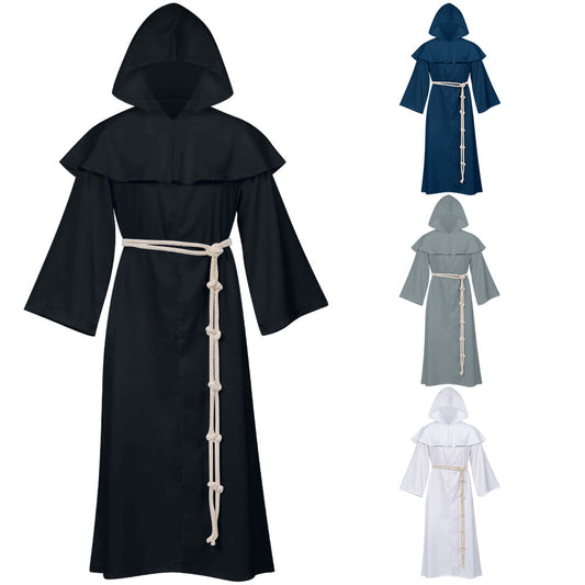 Medieval Monk Costume Wizard Priest Cos Costume Halloween Grim Reaper Robe Cosplay Cosplay