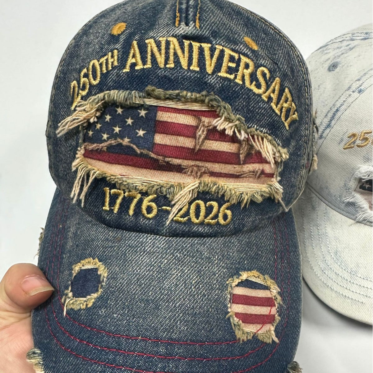 Vintage Embroidered Cotton Baseball Cap Distressed Washed Patch Hat