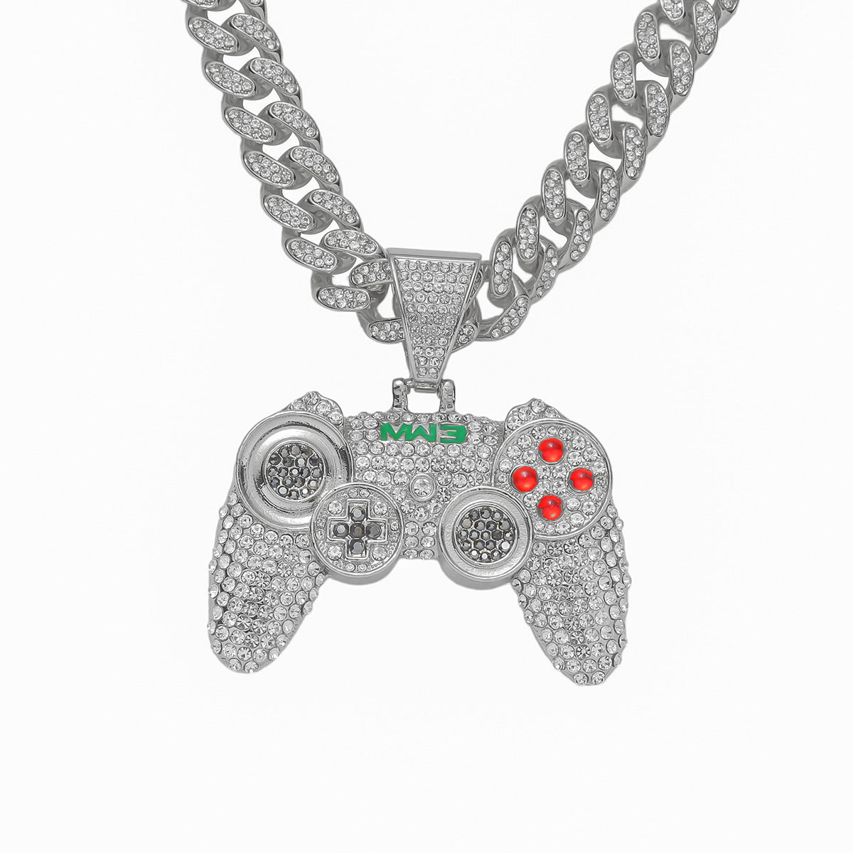 Hip-hop Alloy Full Diamond Game Machine Pendant Cuban Chain Necklace, Nightclub Personality Dance Decorative