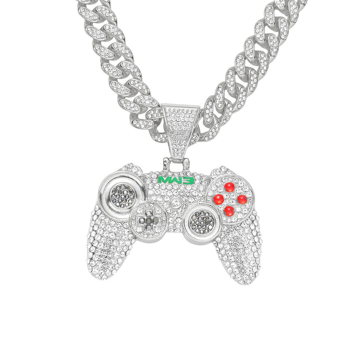 Hip-hop Alloy Full Diamond Game Machine Pendant Cuban Chain Necklace, Nightclub Personality Dance Decorative