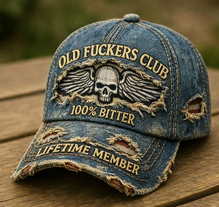 Vintage Embroidered Cotton Baseball Cap Distressed Washed Patch Hat