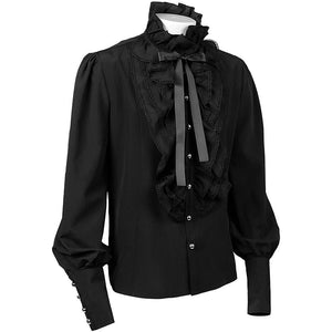 Men's Ruffled Shirt: Steampunk Victorian Fashion for Medieval and Victorian-inspired Ensembles Exquisite lace