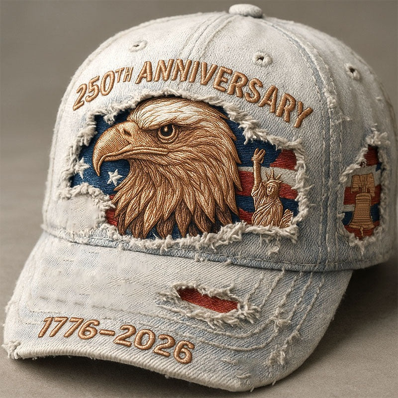 Vintage Embroidered Cotton Baseball Cap Distressed Washed Patch Hat