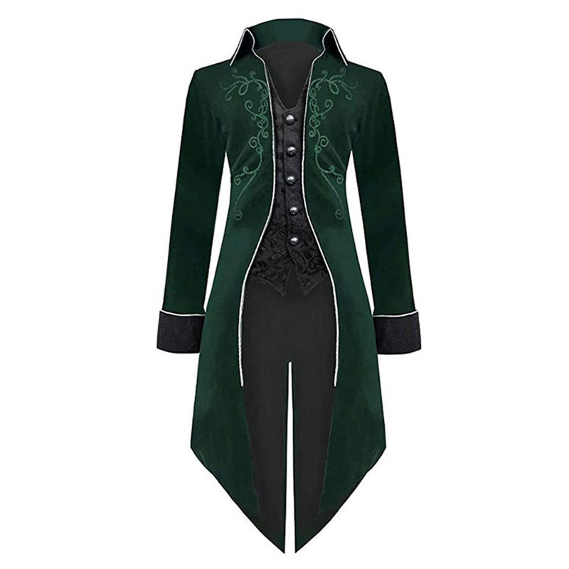 Men Vintage Steampunk Costume Tailcoat Jacket Gothic Victorian Retro Tuxedo Suit