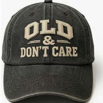 OLD & DON'T CARE Embroidered Cotton Baseball Cap Vintage Washed Hat