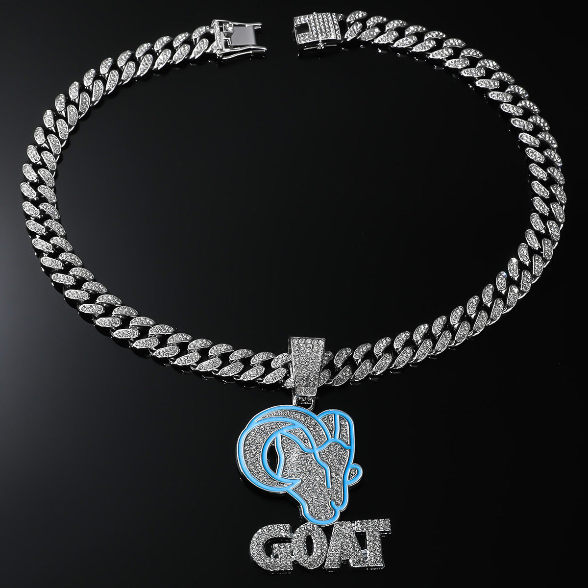 GOAT Pendant Iced Out Hip Hop Necklace Gold Silver