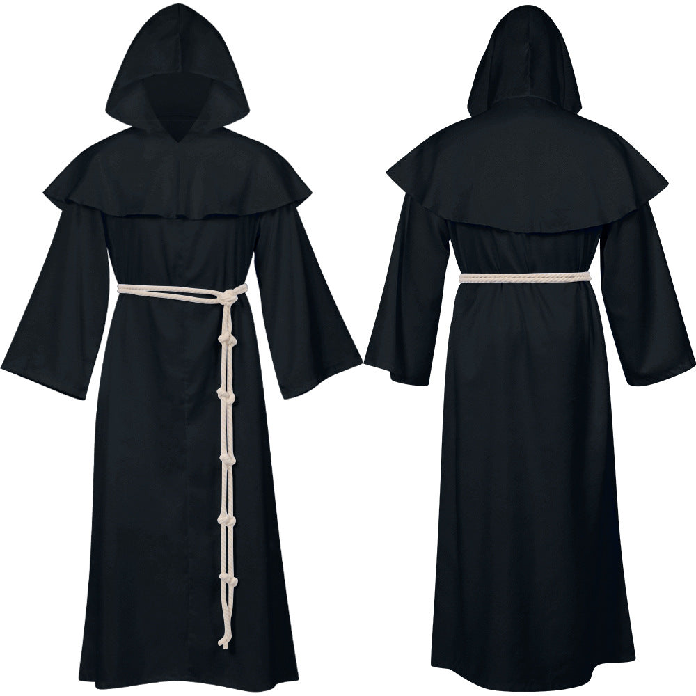 Medieval Monk Costume Wizard Priest Cos Costume Halloween Grim Reaper Robe Cosplay Cosplay