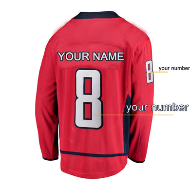 Custom Your Name Your Number Washington Ice Hockey Jersey Red Breakaway - Player Jersey