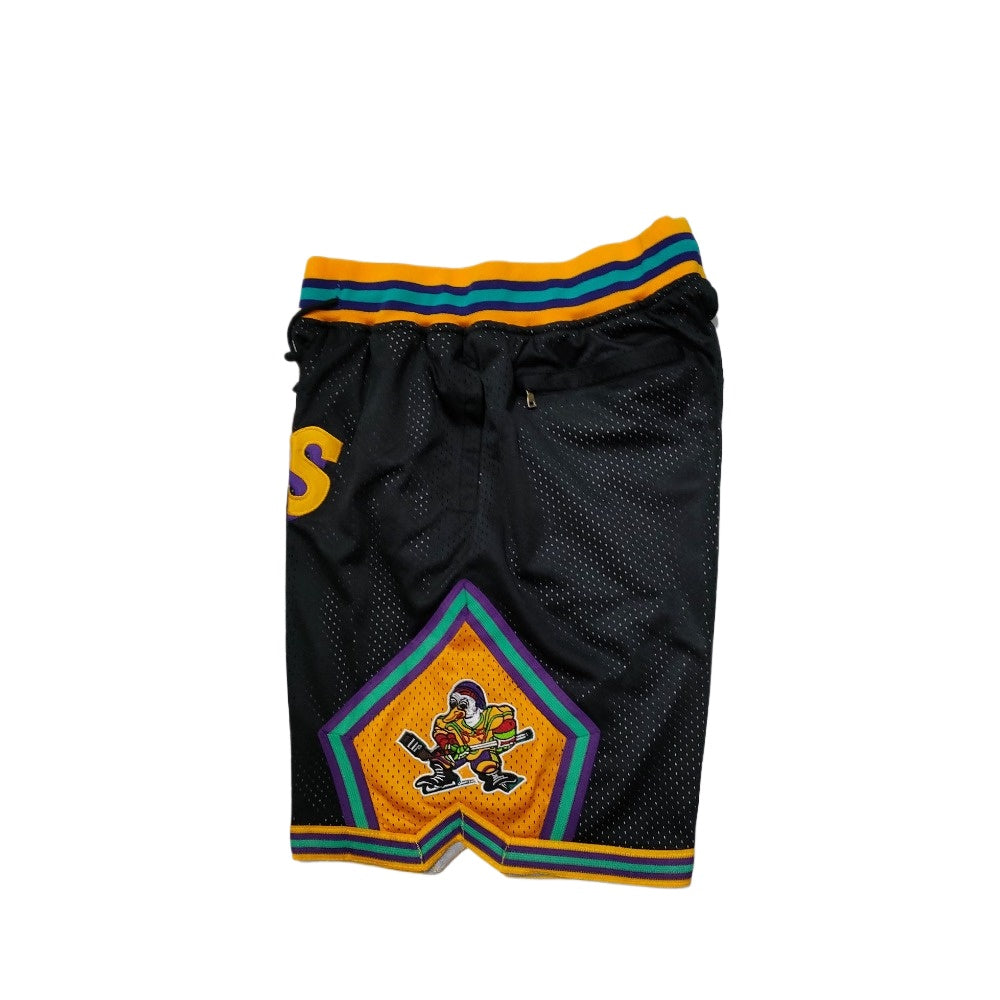 Throwback Ducks Basketball Shorts Sports Pants with Zip Pockets