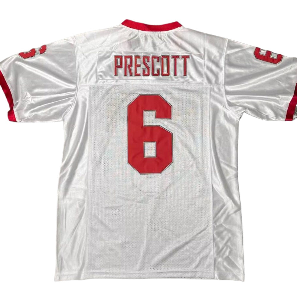 Dak Prescott 6 Haughton High School Buccaneers White Football Jersey- Mesh Embroidered T shirt