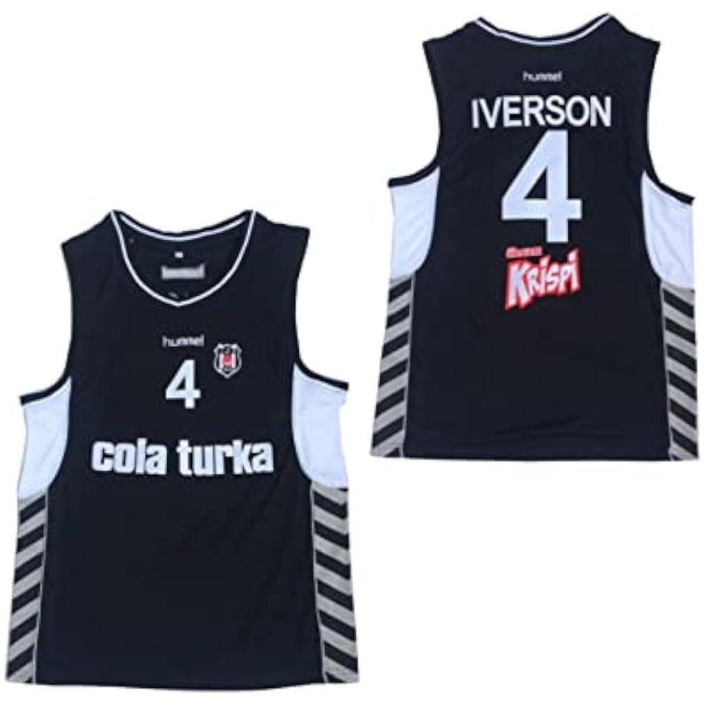 Turkish League Iverson #4 Black Embroidered Basketball Jersey