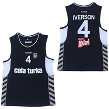 Load image into Gallery viewer, Turkish League Iverson #4 Black Embroidered Basketball Jersey