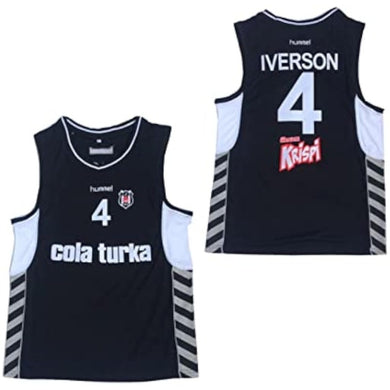 Turkish League Iverson #4 Black Embroidered Basketball Jersey