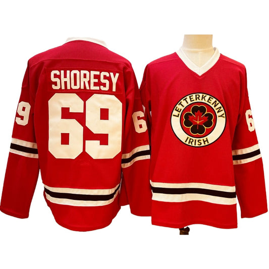 Irish #69 Shoresy Ice Hockey Jersey Red Color