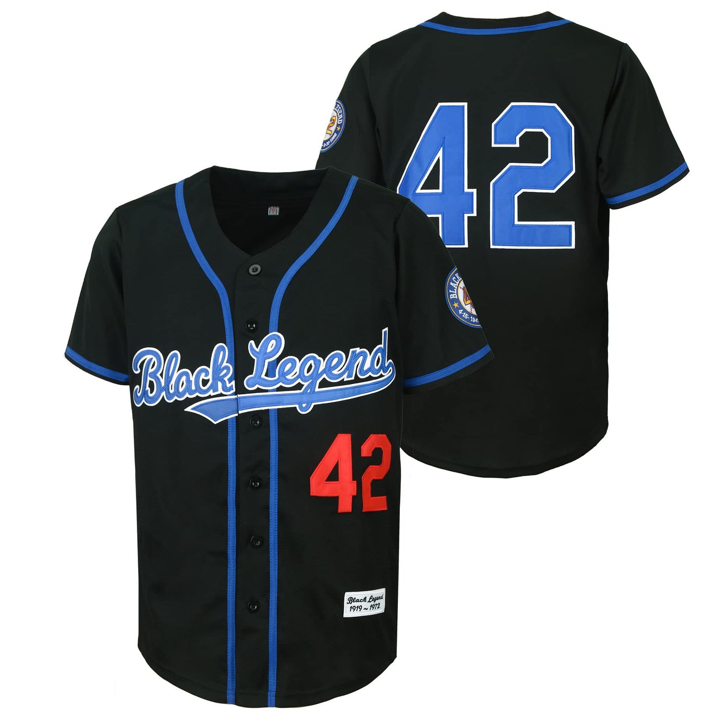 Retro Vantage Black Legend #42 Baseball Jersey Sewn S, M, L, XL,2XL,3XL