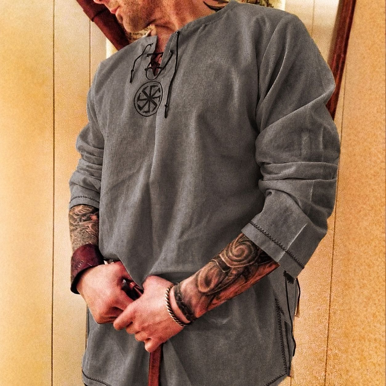 LARP Tunic Medieval Faire Viking Warrior Outfit Knight Costume Crusader Templar Linen