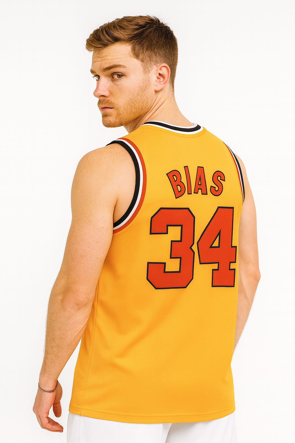 Len Bias #34 Maryland Terrapins College Basketball Jersey Yellow