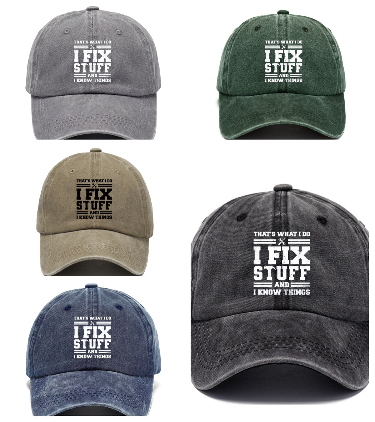 I Fix Stuff And I Know Things Vintage Washed Cotton Baseball Cap