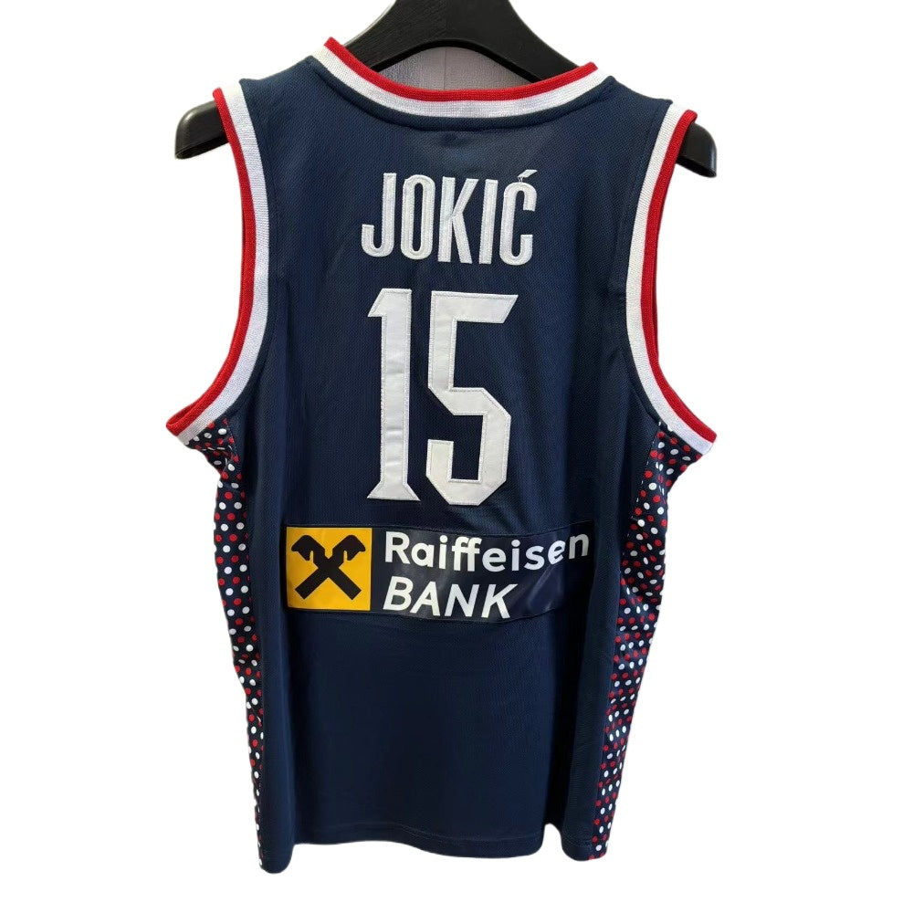 Custom Serbia National Team Nikola Jokić #15 White Basketball Jersey Embroidered