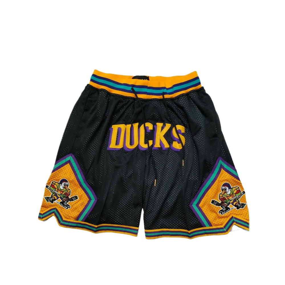 Throwback Ducks Basketball Shorts Sports Pants with Zip Pockets