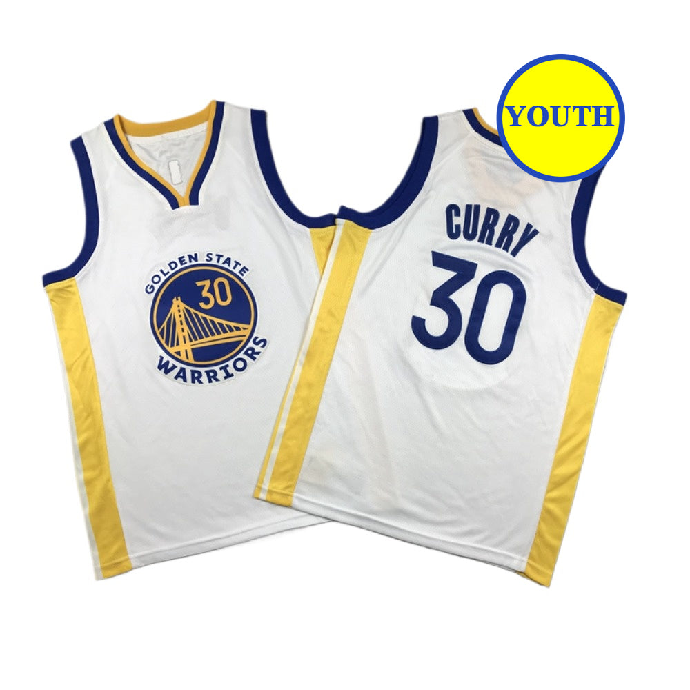 Kids Youth Basketball Jersey 30 Curry White