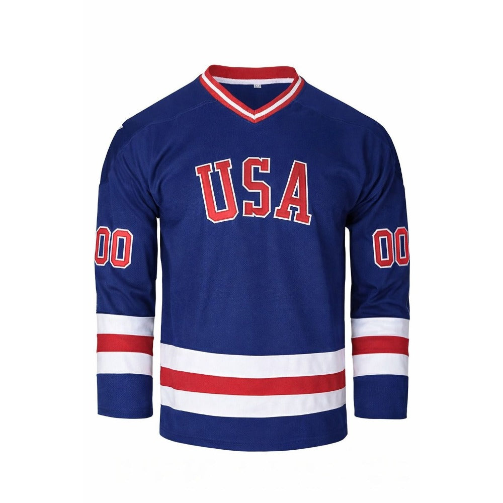 Custom 1980 USA Olympic "Miracle on Ice" Hockey Jersey – Embroidered Your Name Your Number (Blue & White)