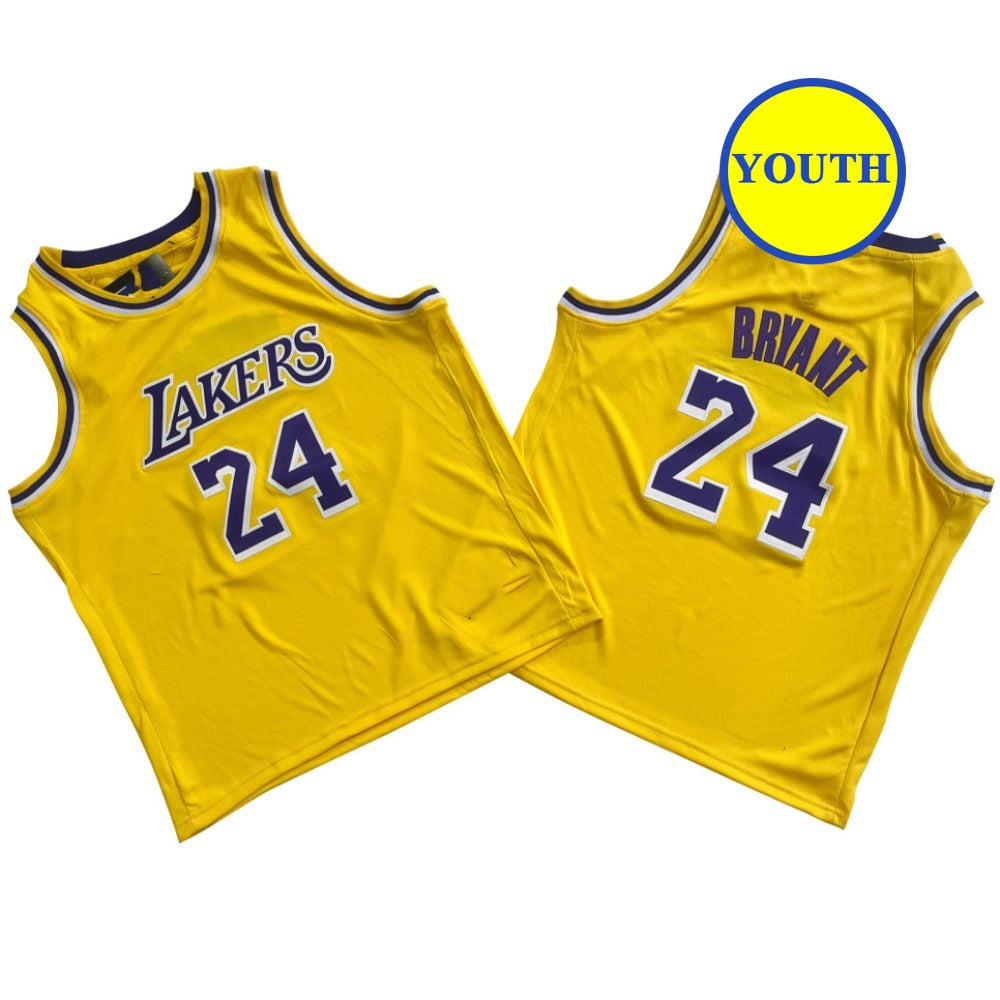 Kids Youth Basketball Jersey 24 Kobe Bryant Yellow