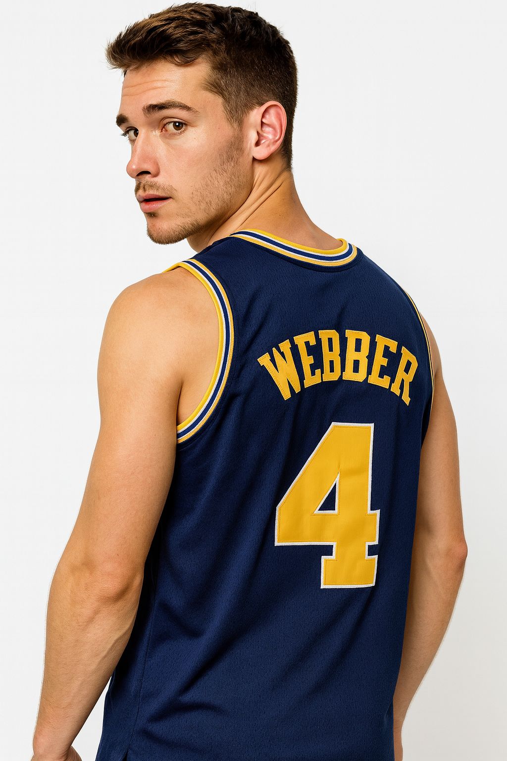 Chris Webber #4 Michigan Basketball Jersey College  Dark Blue