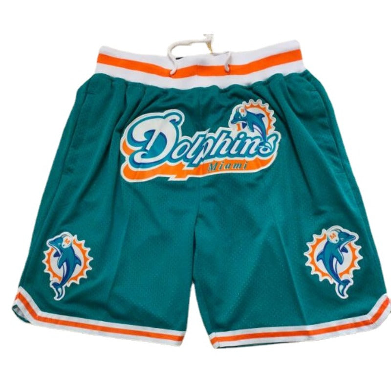 Throwback Miami Basketball Shorts Sports Pants with Zip Pockets