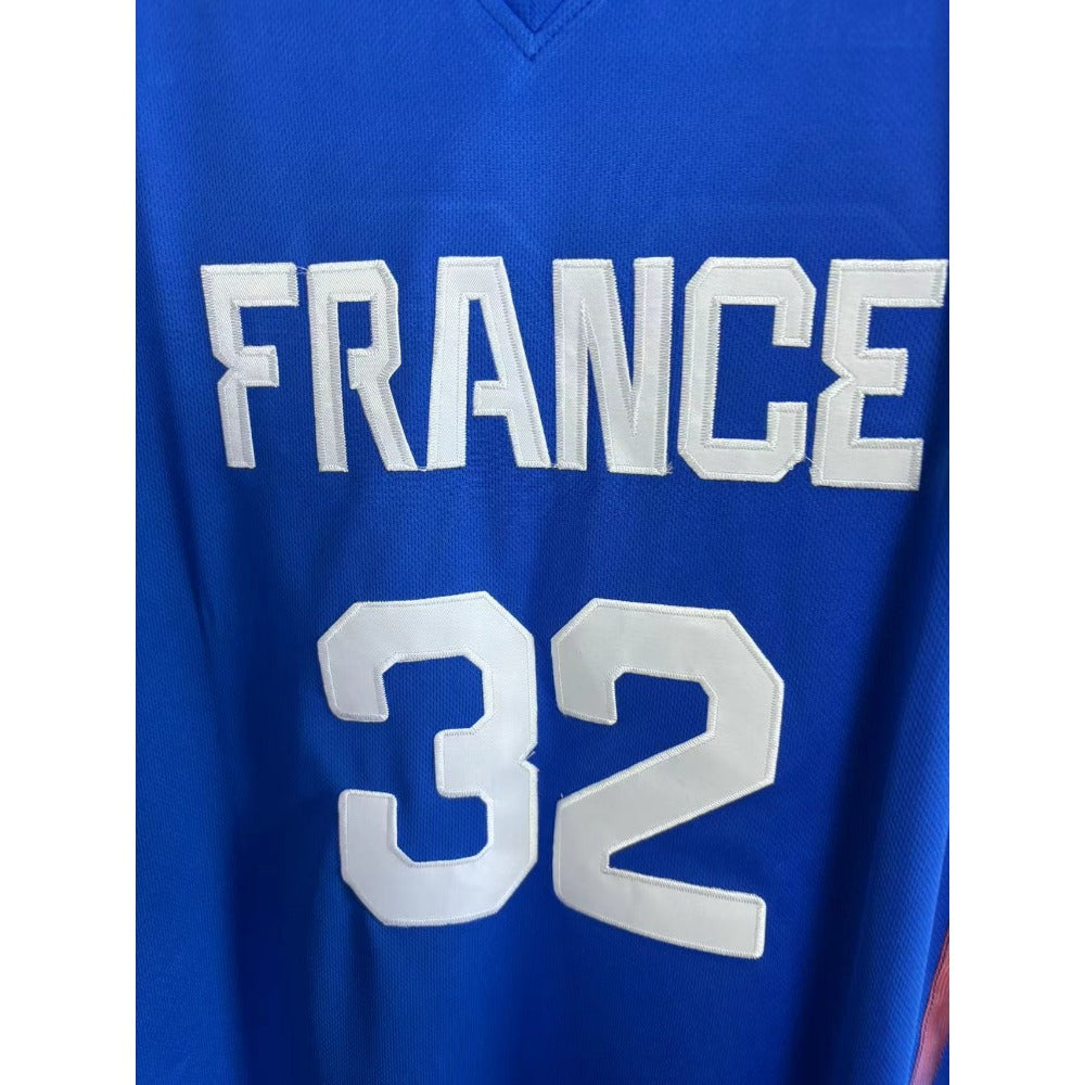 Custom France Team Wembanyama #32 Blue Embroidered Basketball Jersey