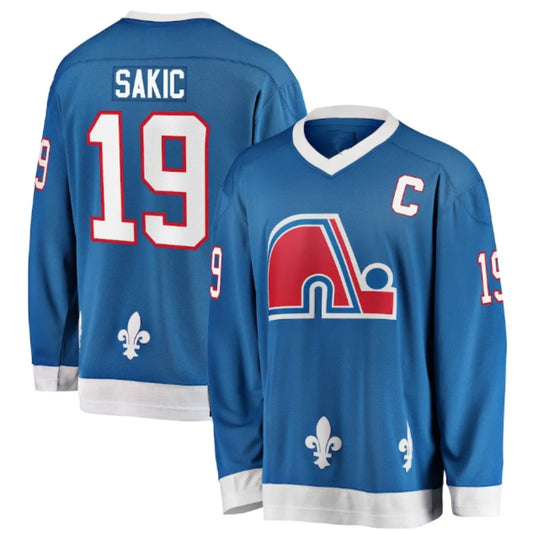 Rare Vintage Joe Sakic #19 Jersey Quebec Nordiques Ice Hockey Jersey Sky Blue