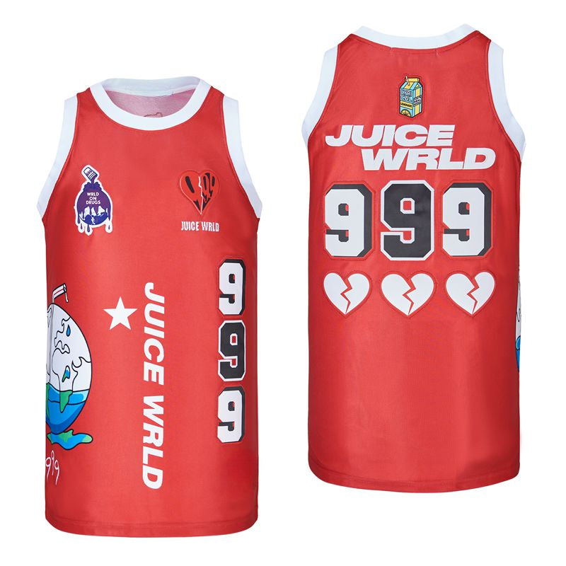 JUICE WRLD #999 LYRICAL LEMONADE Basketball Jersey Red