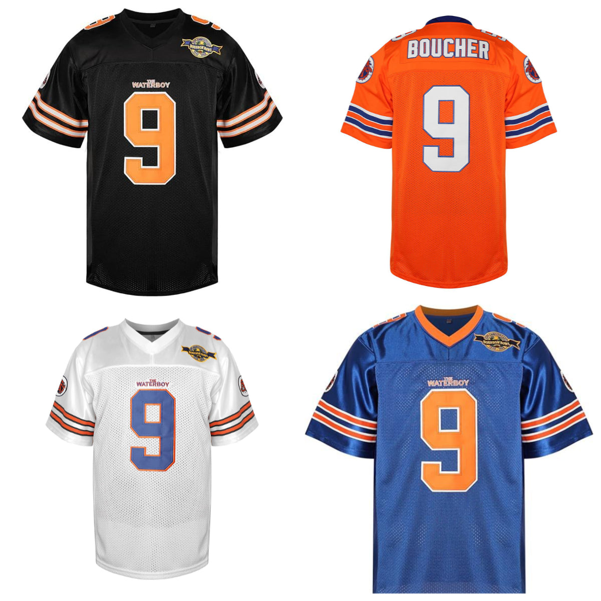 The Waterboy Movie Muddogs Bobby Boucher America Football Jersey #9 Multi Colors