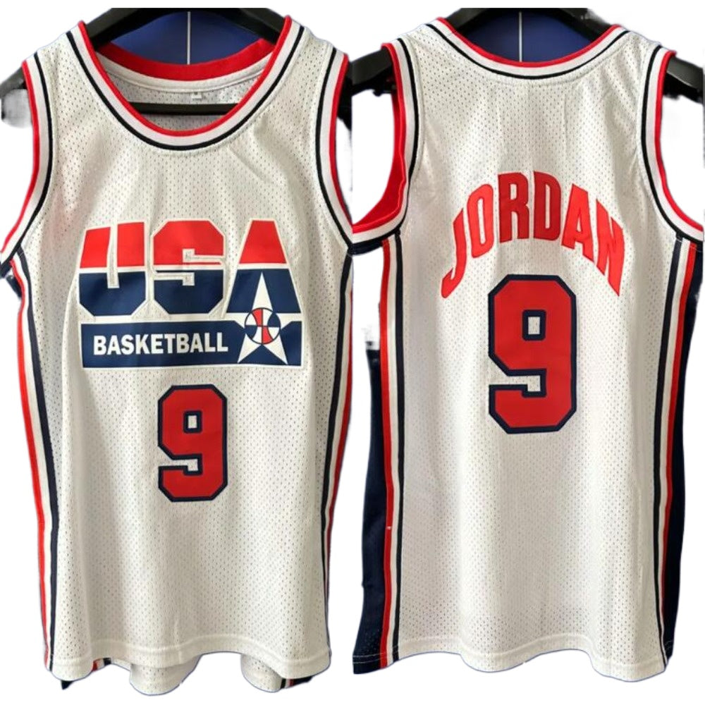 Michael Jordan #9 USA Dream Team Basketball Jersey Darkblue and White 2 Pcs