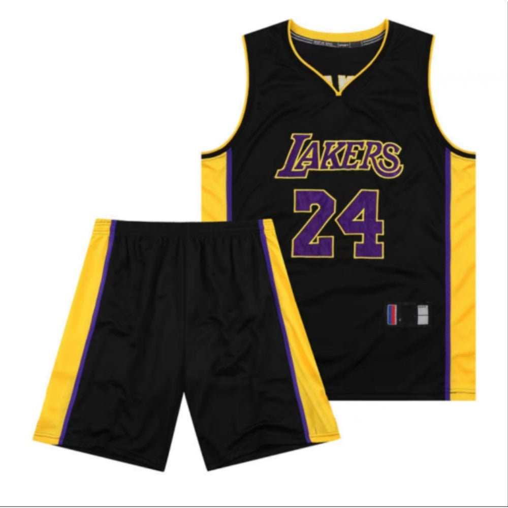 Kobe Bryant #24 #8 Retro Lakers Breathable Basketball Jersey Pants Set Embroidery fit for Youth to Adult