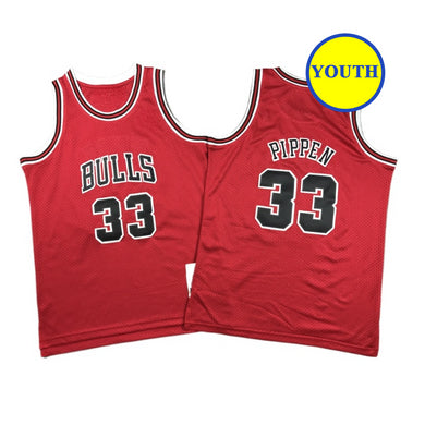 Kids Youth Pipen Classic Bulls Throwback #33 Basketball Jersey Red