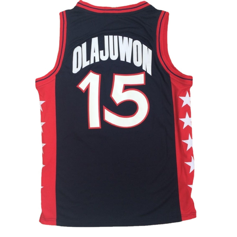 Hakeem Olajuwon Dream Team USA #15 Black Embroidered Basketball Jersey