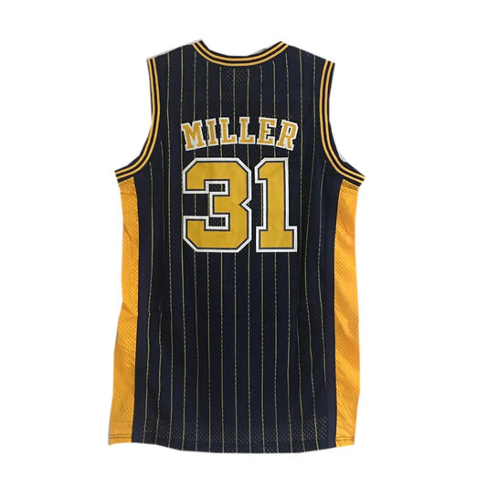 Reggie Miller #31 Vintage Indiana Pacers Jersey Yellow /White /Black Stripe